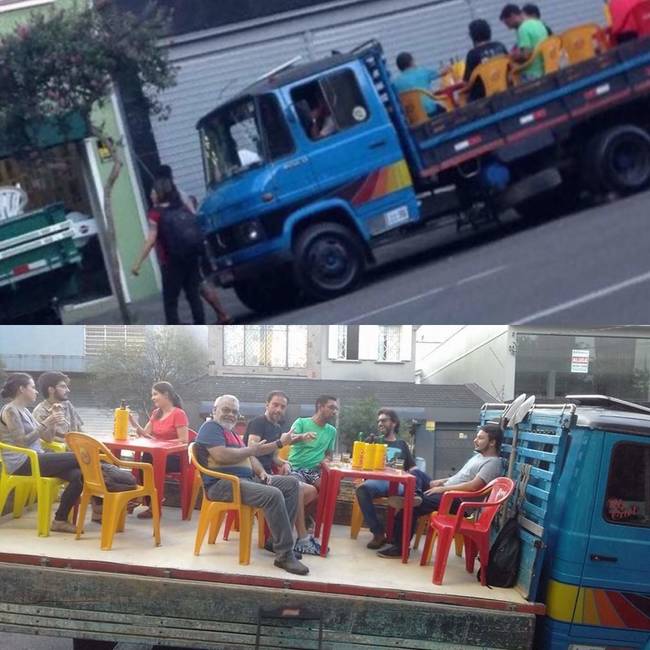 Egy brazil polgármester megtiltotta a bár tulajdonosának, hogy asztalokat tegyen a járdára, ezért más megoldás után kellett nyúlnia.