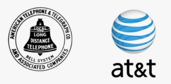 Az AT&amp;T kommunikációs cég első logója, és amilyen ma.