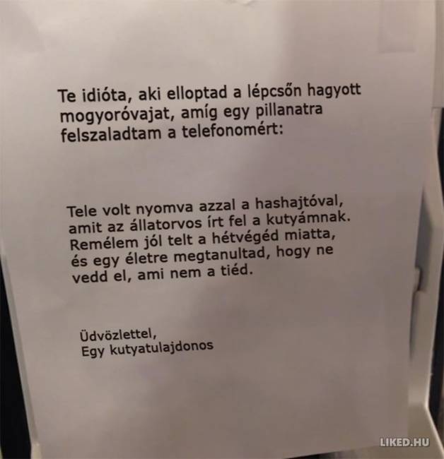 Más tulajdonát elvenni sosem jó ötlet.
