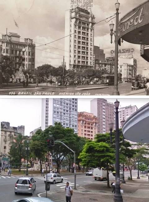Sao Paulo belvárosa 1950-ben és 2010-ben.