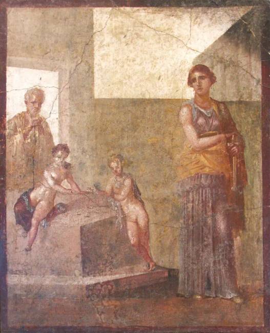 Médea a saját gyermekeinek meggyilkolása előtt (I. századi pompeji freskó).