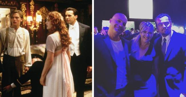 Billy Zane, Kate Winslet és Leonardo DiCaprio a Titanicból.