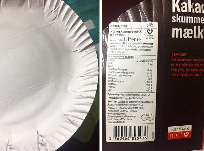 Dániában a papírtányérok újrahasznosított tejes dobozokból készülnek.