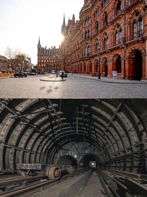 Anglia: a St. Pancras Renaissance Hotel a londoni posta elhagyatott vasúti alagútja fölött fekszik.