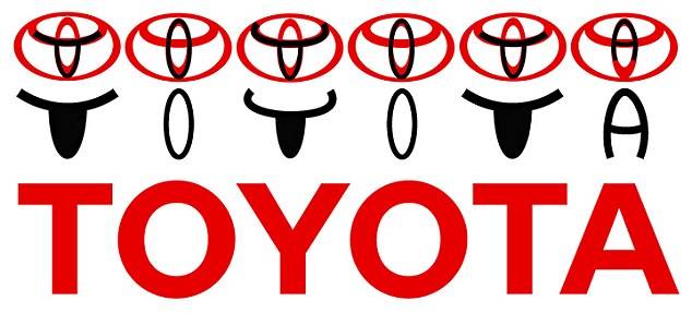 A Toyota cég három ellipszis alkotta logójában valójában a cég nevének összes betűje megtalálható és kiolvasható.
