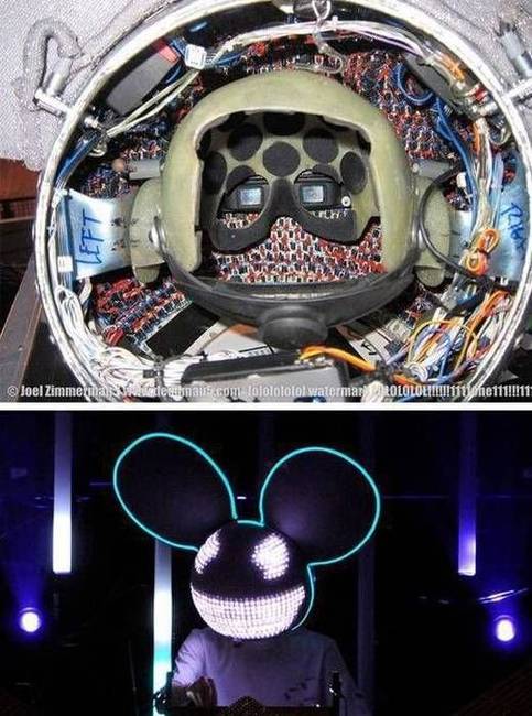 Végezetül pedig a népszerű lemezlovas, Deadmau5 sisakja belülről.