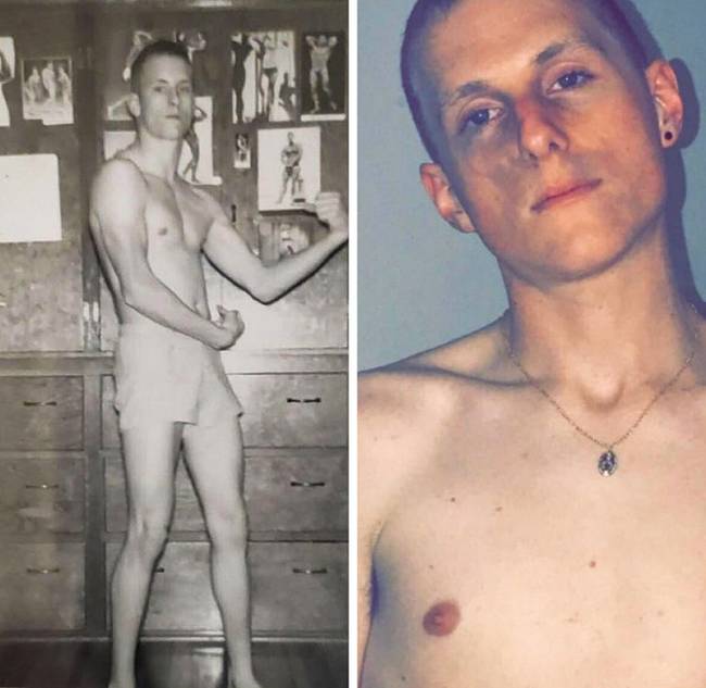 „A férjem (jobb oldalon) feltűnően hasonlít a nagyapjára fiatalkorában."