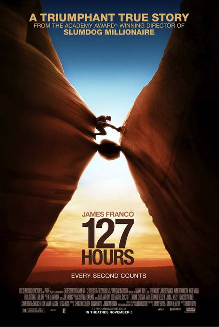 A 127 óra (2010) című film plakátjának zsenialitásának megértéséhez ismernünk kell, hogy miről szól a film: egy halálos csapdába eső hegymászóról - ezért olvashatjuk a "minden másodperc számít" feliratot plakáton. Igen ám, de az valószínűleg már keveseknek tűnt fel, hogy maga a plakát is egy szimbolikus homokórát ábrázol.
