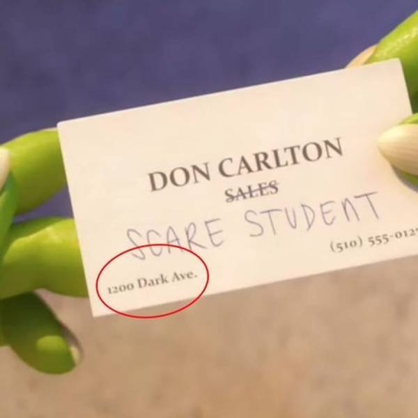 A Szörny Rt-ben látható névjegykártyán szereplő cím a Pixar Animation Studios tényleges címe.