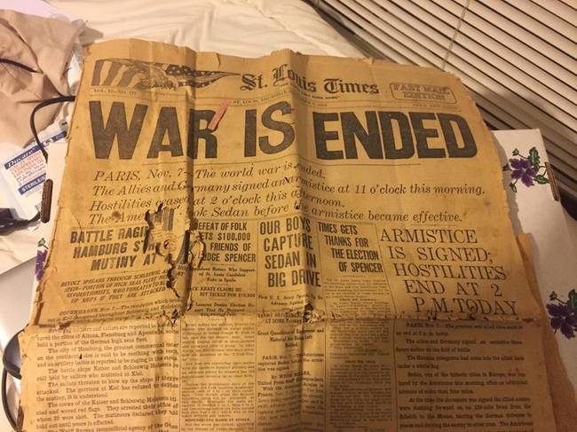 Vége a háborúnak: 1918. november 7-én megjelent újság, ami négy nappal az első világháború vége előtt jelent meg.