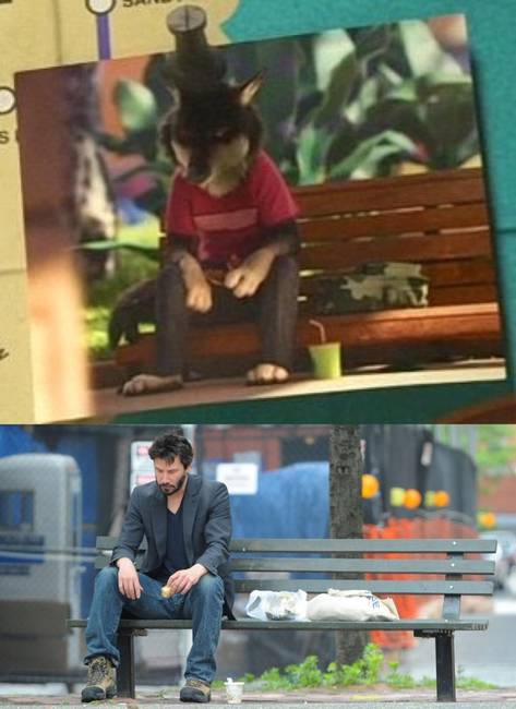 A Zootropolis című mesefilm egyik jelenetében láthatunk egy utalást Keanu Reeves ikonikus, padon szomorkodó képére.