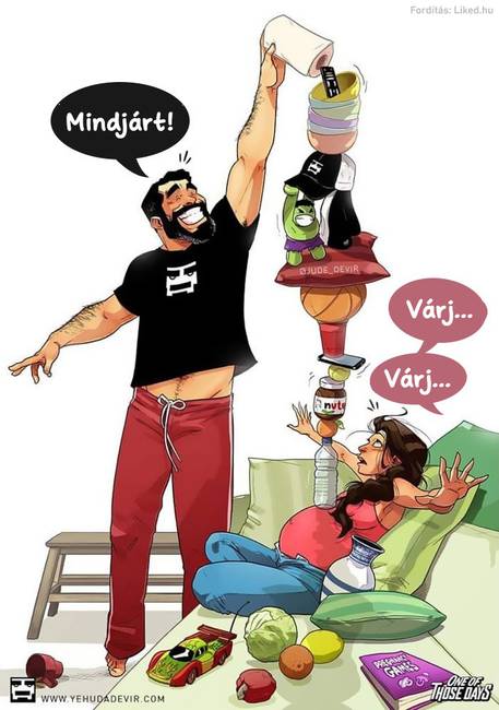 Egy izraeli művész aranyos humorral mutatja be a fiatal családok mindennapi életét