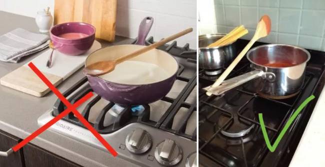 A serpenyők és lábosok fogantyúján lévő lyukat fakanál-tartóként is használhatjuk - így a szósz a kanálról visszacsöpög majd az edénybe.