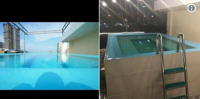 „A vietnámi szállodánk medencéje a Booking.com-on vs. a valóságban."