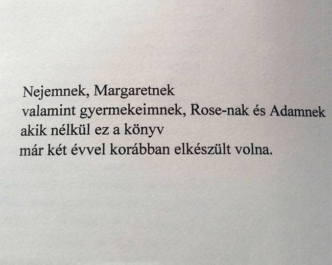 Köszönetnyilvánítás egy könyv utolsó oldalán.