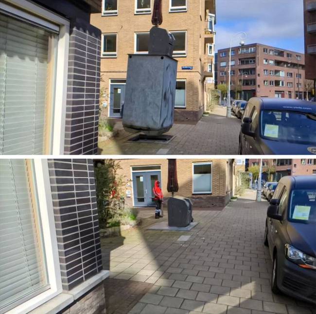 Így ürítik a szemeteseket Amszterdamban.