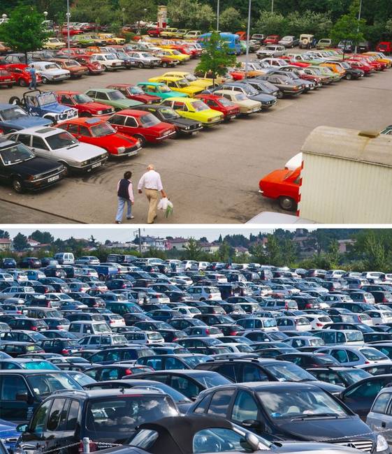 Az autók színei a 70-es 80-as években, és napjainkban.