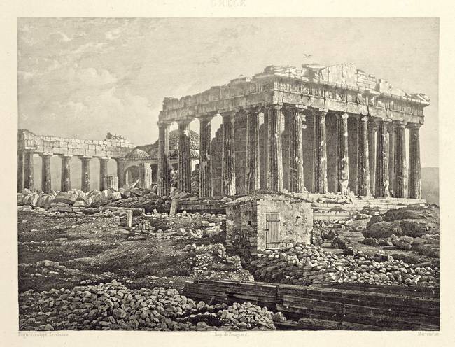 Parthenón, az athéni akropolisz, 1839-ben