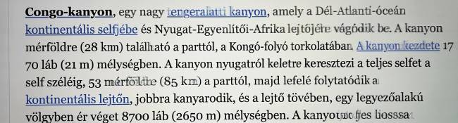 Elmagyarázom, hogy lehet, hogy a Kongó folyó torkolatánál a víz mélysége több mint 2,5 kilométer