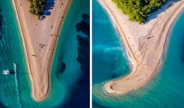 A horvátországi Zlatni Rat strand egy nagy vihar után.