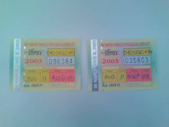 2003-ban 1500 forint volt egy 30 napos tanuló BKV bérlet.