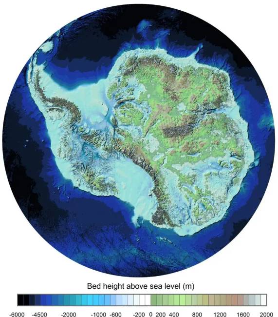 Az Antarktisz pontosított domborzata: Bedmap3.