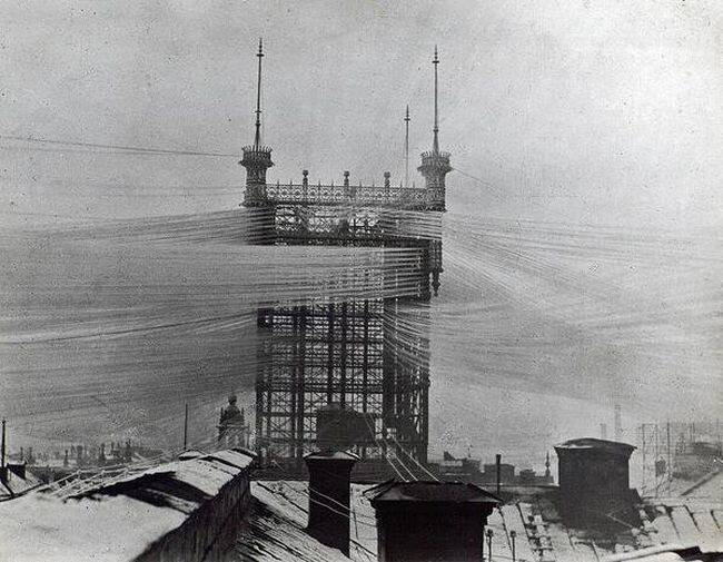 Stockholmi telefontorony 1890-ben. 5000 vezeték futott be egyszerre.