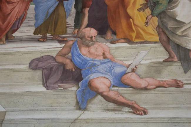 Diogenész Raffaello „Az athéni iskola” című freskóján (1509).