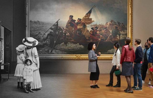 A Metropolitan Múzeum látogatói 1910-ben és 2019-ben.