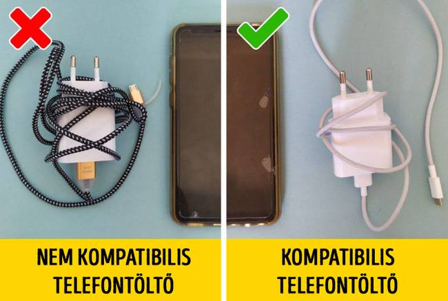 Olcsó, után gyártott töltők használata.