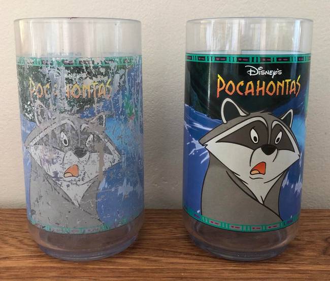 Egy hosszú éveken át használt Disney pohár és egy vadonatúj.