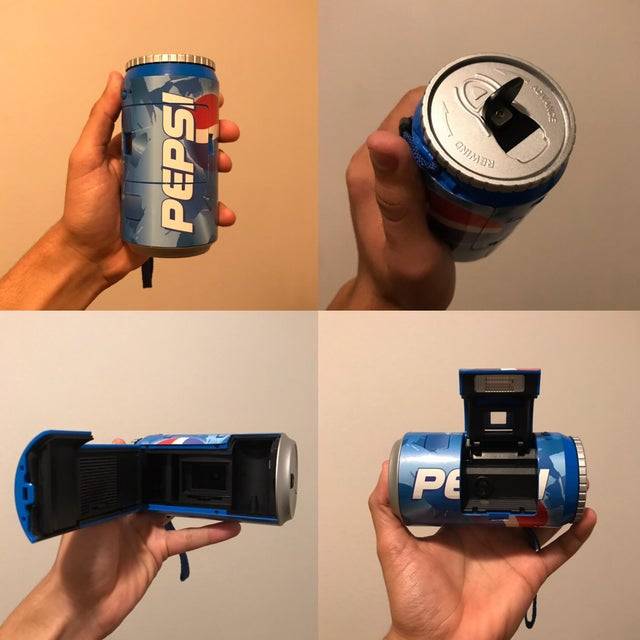 Ez egy Pepsi-doboznak álcázott, teljesen működőképes kamera.