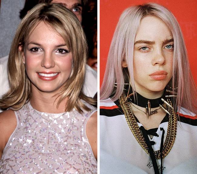Britney Spears és Billie Eilish, 17 évesen