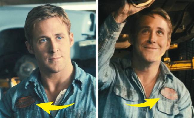 Drive – Gázt!: Ryan Gosling barna címkéje hirtelen átkerül az inge egyik oldaláról a másikra.