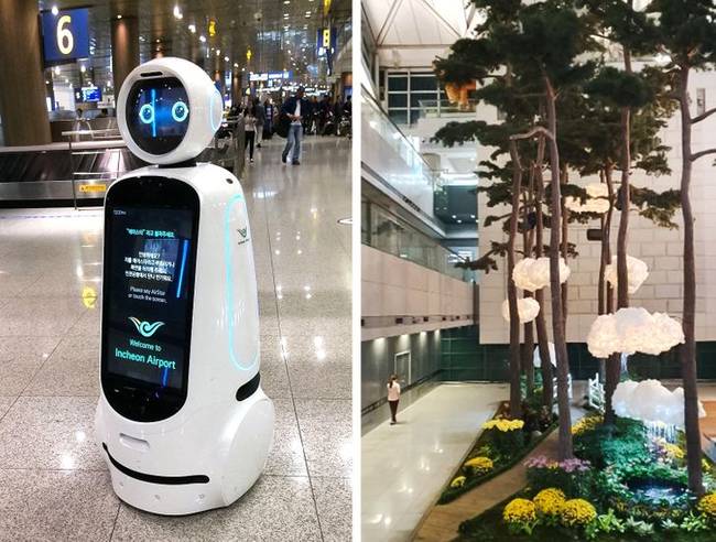 Az Incshoni nemzetközi repülőtér egy hatalmas, gyönyörű, modern repülőtér, aranyos robotokkal.