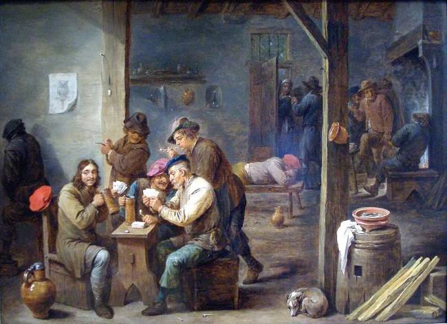 Jelenet egy flamand festő, David Teniers festményén, egy fogadóban, kb. 1658.
