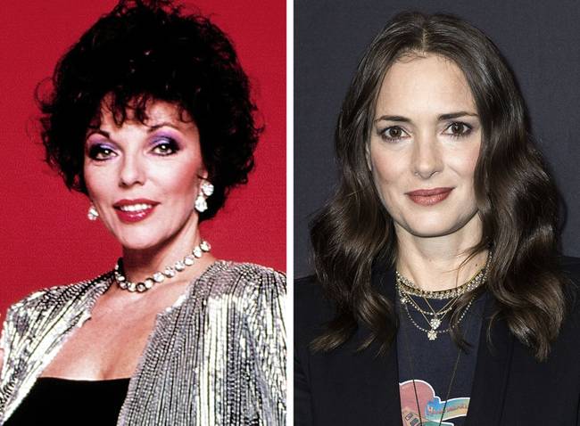 Joan Collins és Winona Ryder, 47 évesen