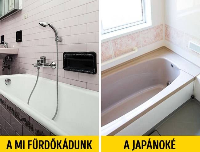 A japán fürdőszobák kialakítása más, mint a miénk, és néha még csap sincs a fürdőkádakban.