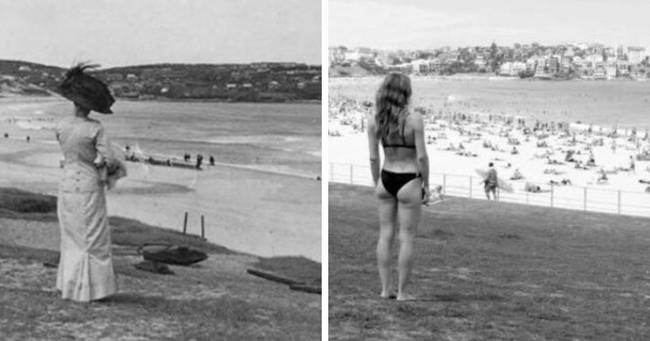 Bondi Beach, Ausztrália, 1910 és 2017