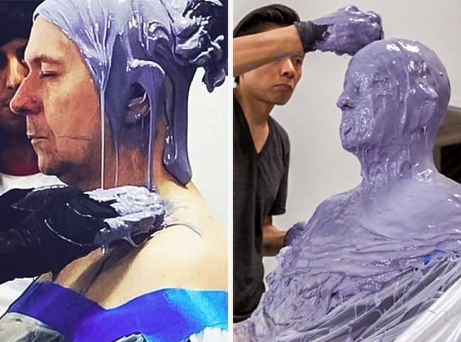 Gary Oldman sminkelése A legsötétebb óra forgatása előtt.
