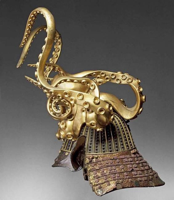 Polipformájú szamuráj sisak - Japán, 1700-as évek