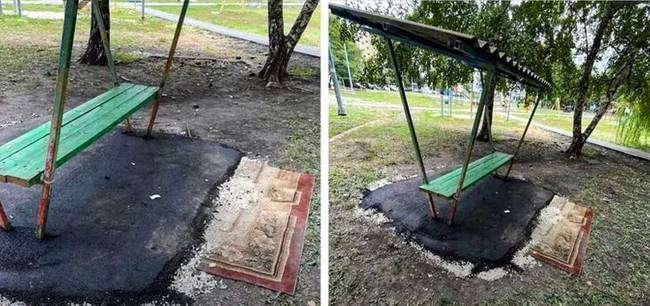 „Felújították a házunk előtti padot."