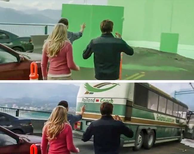 A Végső állomás 5-ben folyamatosan green screen technológiát és 3D modellezést használtak.