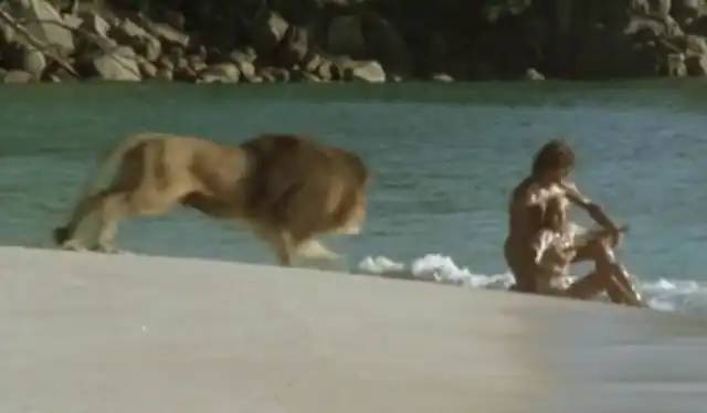 Bo Derek és Miles O'Keefe a „Tarzan, a majomember” forgatásán.