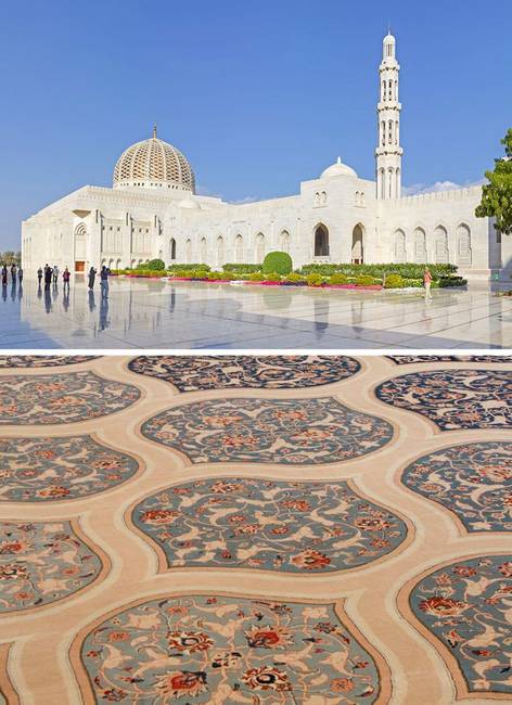 Qaboos szultán mecsetjének szőnyegét 600 kézműves asszony szőtte.