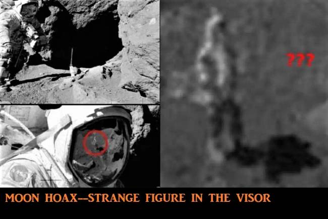 Furcsa tükörkép egy Apollo 17 űrhajós űrruhájának üvegében