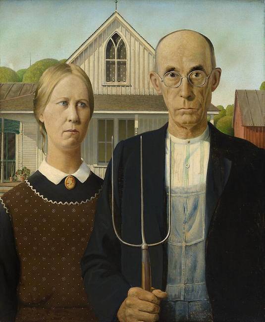 Az Amerikai gótika című Grant Wood festményen valójában nem egy férjet és egy feleséget, hanem egy szigorú apát és a lányát láthatjuk.