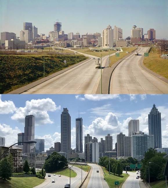 Atlanta városa, 1969 vs. 2019.