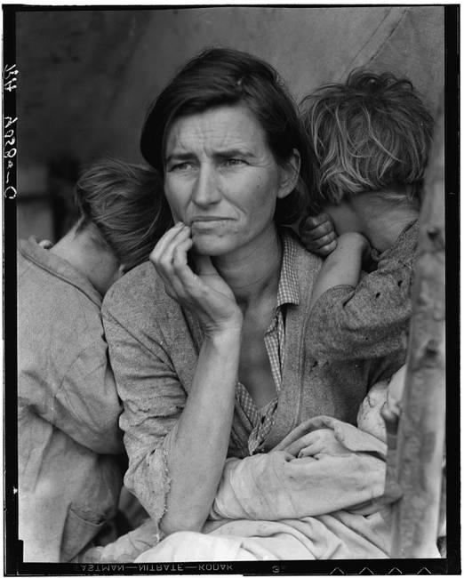 Dorothea Lange - az egyik leghíresebb amerikai női fotóművész munkája, aki nem félt aktívan tevékenykedni a nagy gazdasági válság idején sem, és felhívni a figyelmet olyan égető problémákra, mint a gondatlan gyerekvállalás.