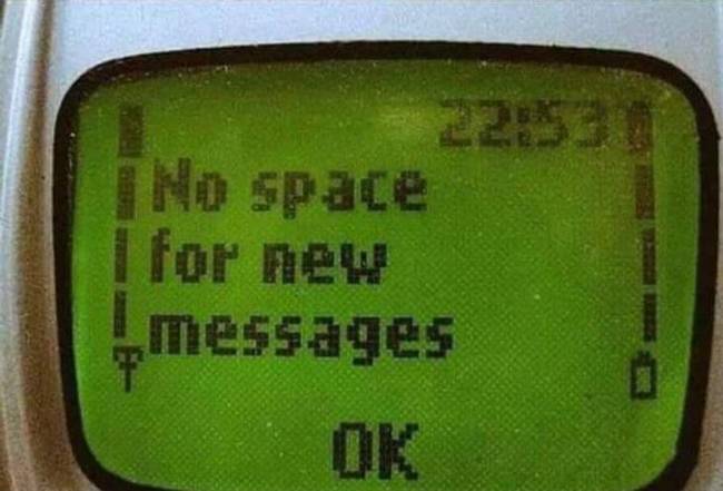 Amikor a telefon belső memóriája nem volt elég hozzá, hogy új SMS-t fogadjon.